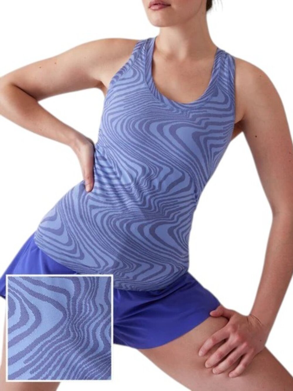 ATHLETA Momentum Flex Tank Top Size Medium Blue Abstract Print Sleeveless EUC